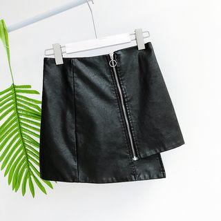 Faux-leather Zip Miniskirt