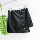 Faux-leather Zip Miniskirt