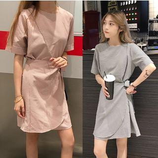 Plaid Short-sleeve Wrap Dress
