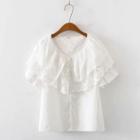 Short-sleeve Linen Top White - One Size