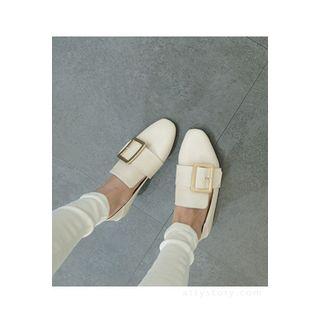 Square-toe Buckled Flats