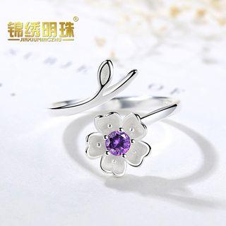 925 Sterling Silver Flower Open Ring As Shown In Figure - One Size