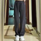 High-waist Drawstring Plain Straight Cut Pants