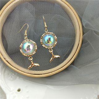 Glass Bead Alloy Mermaid Tail Dangle Earring