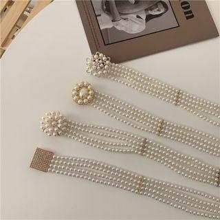 Elastic Faux Pearl Belt