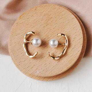 Faux Pearl Earring 1 Pair - Stud Earrings - Gold - One Size