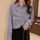 Long-sleeve Asymmetrical Striped Blouse