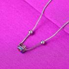 925 Sterling Silver Faux Crystal Cube Anklet Anklet - Multicolor Cube - Silver - One Size