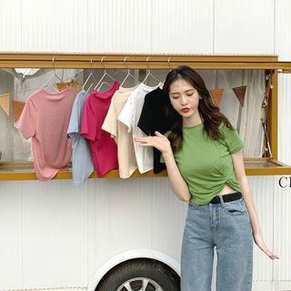 Knot Short-sleeve Slim-fit Top