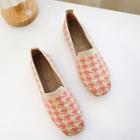 Square-toe Houndstooth Knit Flats