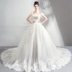 Embroidered Off Shoulder Wedding Ball Gown