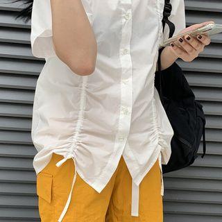 Drawstring Open-placket Button Shirt / Shorts