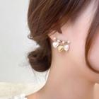 Heart Faux Pearl Alloy Earring 1 Pair - White & Gold - One Size