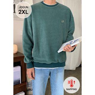 Embroidered Brushed-fleece Pullover