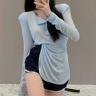 Long-sleeve T-shirt / Piped Shorts