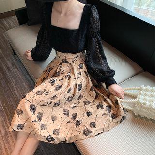 High-waist Floral Print A-line Skirt