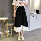 Color-block Panel High-waist A-line Skirt