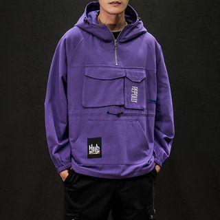 Pocket Detail Half Zip Hoodie