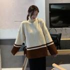 Color Block High Neck Knit Sweater