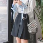 Buckled Pleated A-line Skirt