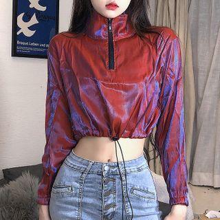Half-zip Iridescent Cropped Sweatshirt