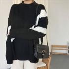 Cable Knit Sweater Black & White - One Size