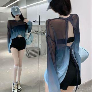 Long-sleeve Cutout Gradient Top (various Designs)