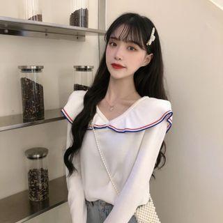 Collar Contrast Trim Sweater