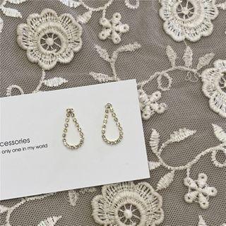 Rhinestone Waterdrop Drop Earring 1 Pair - Stud Earrings - Gold - One Size