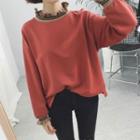 Color-block Ruffle Loose-fit Sweatshirt