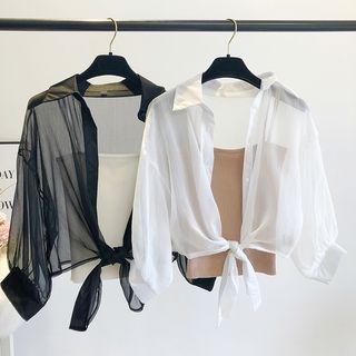 Tie-hem Chiffon Shirt