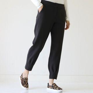 Pintuck-hem Fleece-lined Baggy Pants