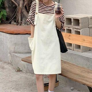 Elbow-sleeve Striped T-shirt / Jumper Dress