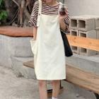 Elbow-sleeve Striped T-shirt / Jumper Dress