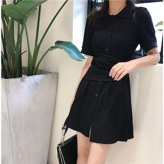 Short-sleeve Mini A-line Shirt Dress