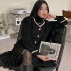 Pleated Tweed Blazer Dress