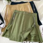 Zip-up Asymmetrical Mini A-line Skirt