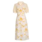 Set: Short-sleeve Shirt + Spaghetti Strap Floral Print A-line Dress