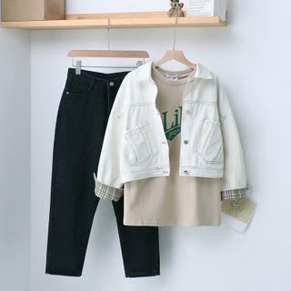 Denim Jacket / Long-sleeve T-shirt / Straight-fit Jeans