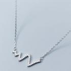 925 Sterling Silver Heartbeat Pendant Necklace