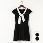 Tie-neck Short-sleeve Dress