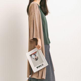 Slit-hem Thin Knit Cardigan