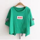 Lettering Bow Accent 3/4 Sleeve T-shirt