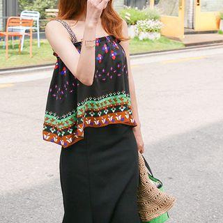 Braided Shoulder-strap Pattern Top