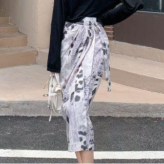 Print Midi Wrap Skirt