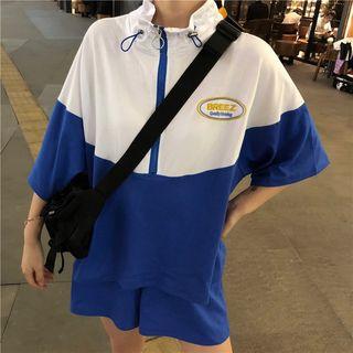 Set: Zip Elbow-sleeve T-shirt + Shorts