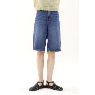 Knee-length Wide-leg Denim Shorts