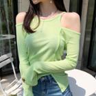Cold-shoulder Asymmetric Long-sleeve Top