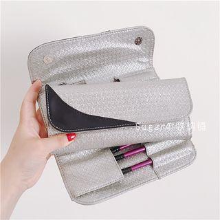 Paneled Makeup Brush Pouch Silver - One Size