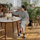 Set: Drop-shoulder Kangaroo Hoodie + Long H-line Skirt